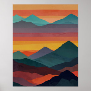 Abstrakter Bergsonnenaufgang Poster