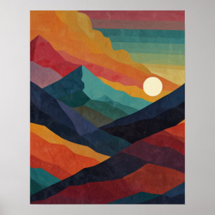 Abstrakter Bergsonnenaufgang Poster