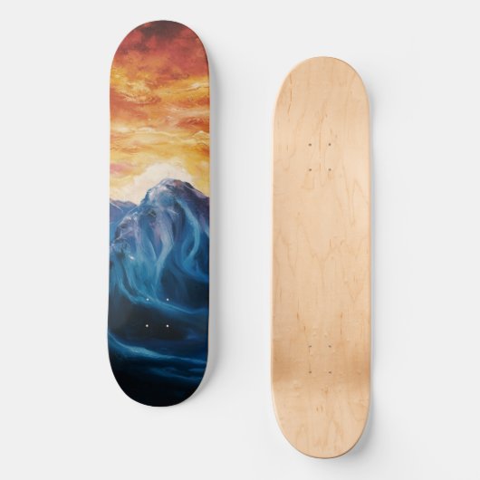 Abstrakter Bergsonntag Skateboard (Vorderseite)