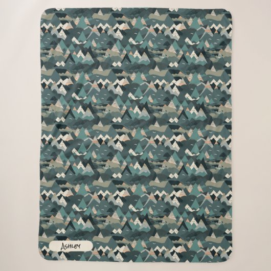 Abstrakter Bergwald personalisierter Name Sherpadecke (Vorderseite)