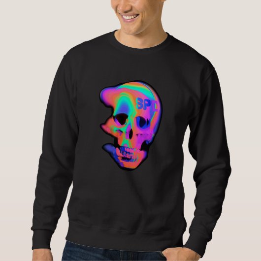 Abstrakter Bewegungsfluss-Schädel Sweatshirt (Vorderseite)