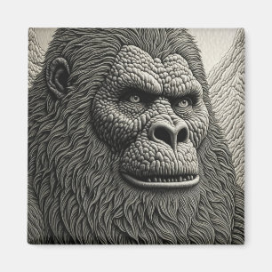 Abstrakter Bigfoot Schwarz-Weiß-Kunst Magnet