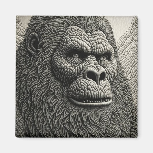 Abstrakter Bigfoot Schwarz-Weiß-Kunst Magnet (Vorne)