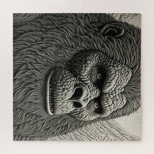 Abstrakter Bigfoot Schwarz-Weiß-Kunst Puzzle (Horizontal)
