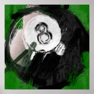 Abstrakter Billard-Ball der Kunst-Zahl-8 Poster