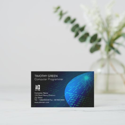 Abstrakter Binärkode für Computerprogrammierer Visitenkarte (Stehend Vorderseite)