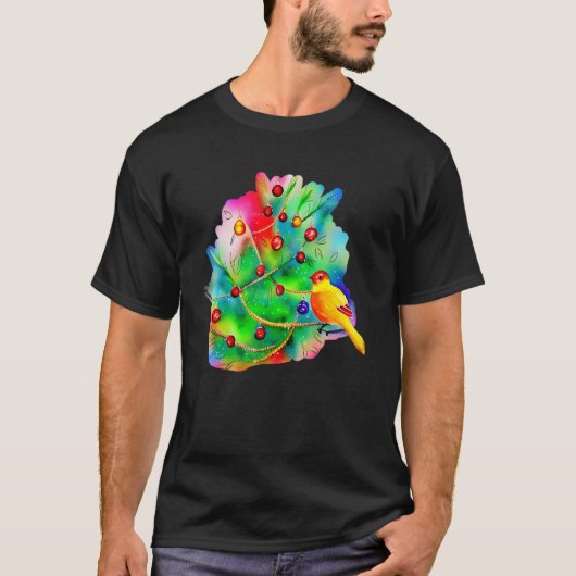 Abstrakter Bird Tree Wasserfarbe P T-Shirt (Vorderseite)