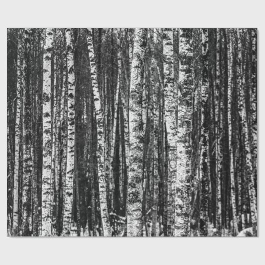 Abstrakter Birken-Schwarzweiss-Wald Geschenkpapier (Flach)