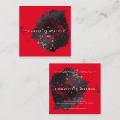 Abstrakter Black Gold Watercolor-Spritzer Quadratische Visitenkarte (Vorne/Hinten)