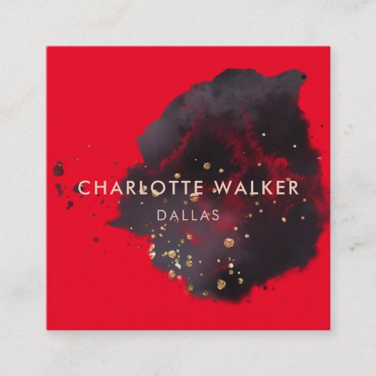 Abstrakter Black Gold Watercolor-Spritzer Quadratische Visitenkarte (Vorderseite)