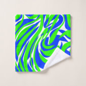 Abstrakter blau-grüner Swirl Badhandtuch Set (Waschlappen)