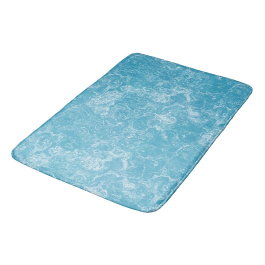 abstrakter blau-weißer Marmor Badematte (Schrägansicht)