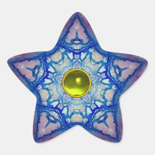 ABSTRAKTER BLAUE STAR MIT GELBE TOPAZ-GEM STERN Stern-Aufkleber (Vorderseite)