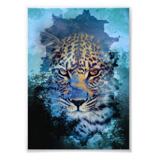 Abstrakter Blaueisleopard Fotodruck (Vorne)