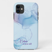 Abstrakter blauer Alkoholtupfer iPhone Case (Rückseite)