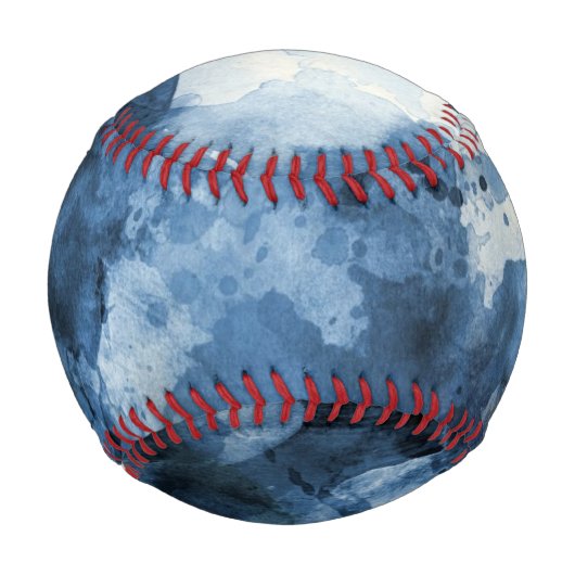 Abstrakter blauer Aquarellhintergrund Baseball (Vorderseite)