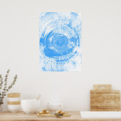 Abstrakter blauer Aquarellhintergrund, Textur. Poster (Küche)