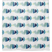 Abstrakter Blauer Fisch Duschvorhang (Vorderseite)