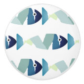 Abstrakter Blauer Fisch Keramikknauf (Vorderseite)