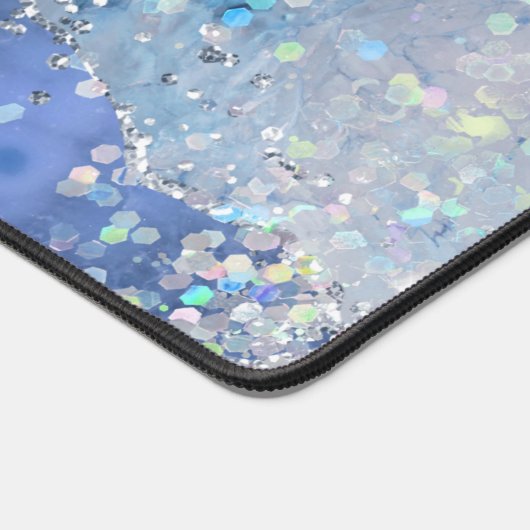 abstrakter, blauer Glitzer Schreibtischunterlage (Ecke)