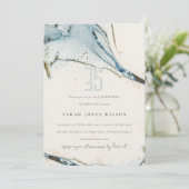 Abstrakter Blauer Goldstrand zum Geburtstag Einladung (Stehend Vorderseite)