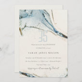 Abstrakter Blauer Goldstrand zum Geburtstag Einladung (Vorne/Hinten)