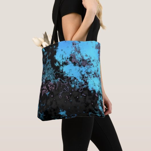 Abstrakter blauer, grauer und Lila Marmor Tasche (Von Nahem)