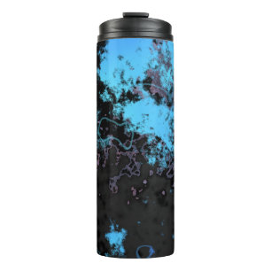 Abstrakter blauer, grauer und Lila Marmor Thermosbecher