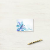 Abstrakter blauer Hibiskus 4x3 Post-it Klebezettel (Auf Schreibtisch)