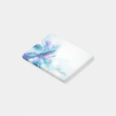 Abstrakter blauer Hibiskus 4x3 Post-it Klebezettel (angewinkelt)