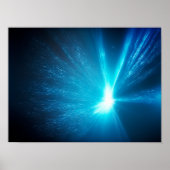 Abstrakter blauer Hintergrund mit Lichtstrahlen Poster (Vorne)