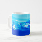 Abstrakter blauer Kunsthintergrund. Moderne Kunst. Kaffeetasse (Vorderseite Links)
