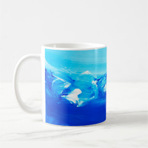 Abstrakter blauer Kunsthintergrund. Moderne Kunst. Kaffeetasse
