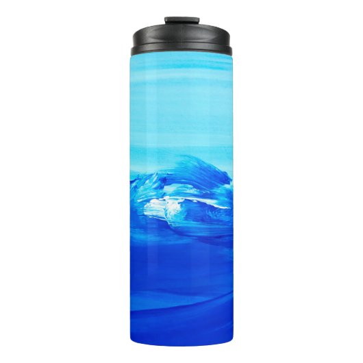 Abstrakter blauer Kunsthintergrund. Moderne Kunst. Thermosbecher (Vorderseite)
