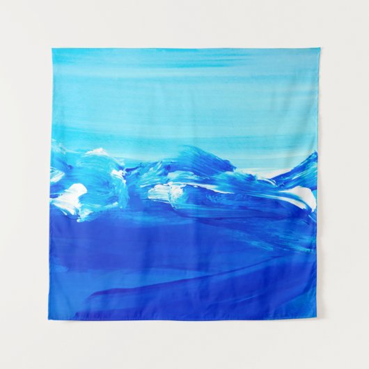 Abstrakter blauer Kunsthintergrund. Moderne Kunst. Wandteppich (Vorderseite)