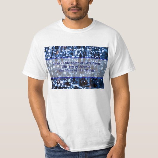 Abstrakter blauer Leuchttext T-Shirt (Vorderseite)