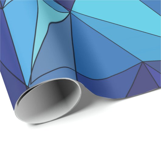 Abstrakter blauer lila polygonaler Entwurf Geschenkpapier (Rolleneckpunkt)
