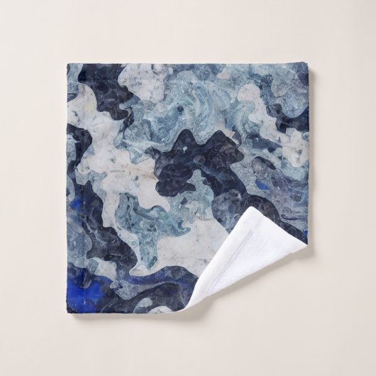 Abstrakter blauer Marmor Badhandtuch Set (Waschlappen)