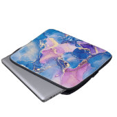 Abstrakter, blauer Marmor Laptopschutzhülle (Vorne Knopf)
