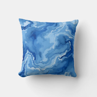 Abstrakter blauer Marmor Swirl Muster. Kissen