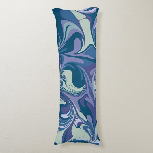 Abstrakter blauer Marmor Swirl Stilvoll farbenfroh Seitenschläferkissen (Vorderseite Vertikal)