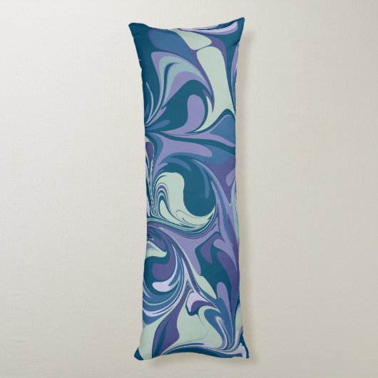 Abstrakter blauer Marmor Swirl Stilvoll farbenfroh Seitenschläferkissen (Rückseite (Vertikal))