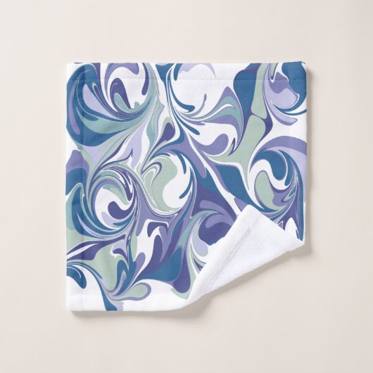 Abstrakter blauer Marmor Swirl Stilvoll Personalis Badhandtuch Set (Waschlappen)