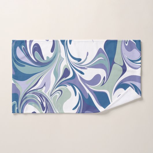 Abstrakter blauer Marmor Swirl Stilvoll Personalis Badhandtuch Set (Handtuch)