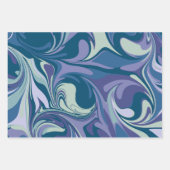 Abstrakter blauer Marmor Swirl Stilvoll Personalis Geschenkpapier Set (Vorderseite)