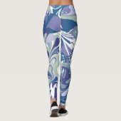 Abstrakter blauer Marmor Swirl Stilvoll Personalis Leggings (Rückseite)