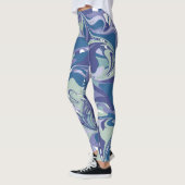 Abstrakter blauer Marmor Swirl Stilvoll Personalis Leggings (Links)