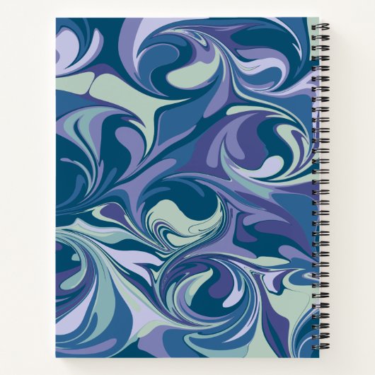 Abstrakter blauer Marmor Swirl Stilvoll Personalis Notizblock (Rückseite)