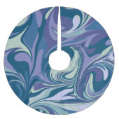 Abstrakter blauer Marmor Swirl Stilvoll Personalis Polyester Weihnachtsbaumdecke (Vorderseite)