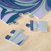 Abstrakter blauer Marmor Swirl Stilvoll Personalis Puzzle (Seite)